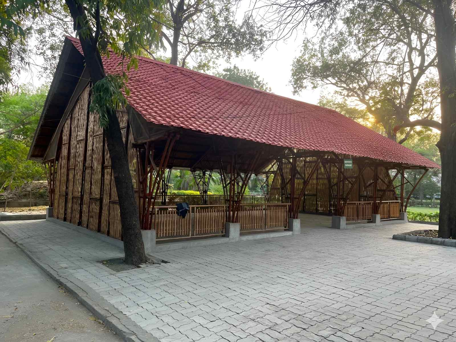 Community Space exterior — bamboo structure for Snehanchal, Nagpur