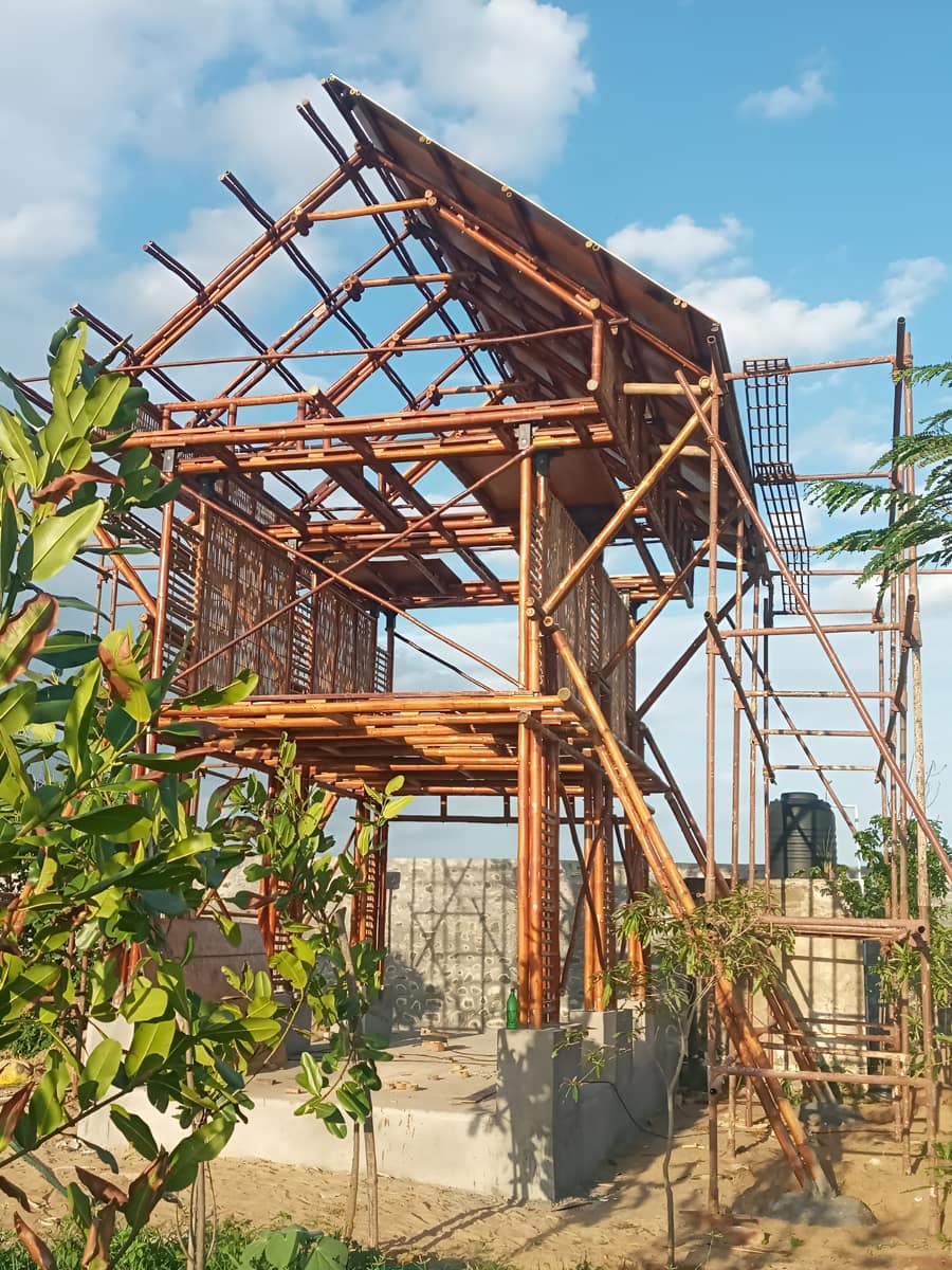 Arun Jain Machaan WIP — foundation and column base