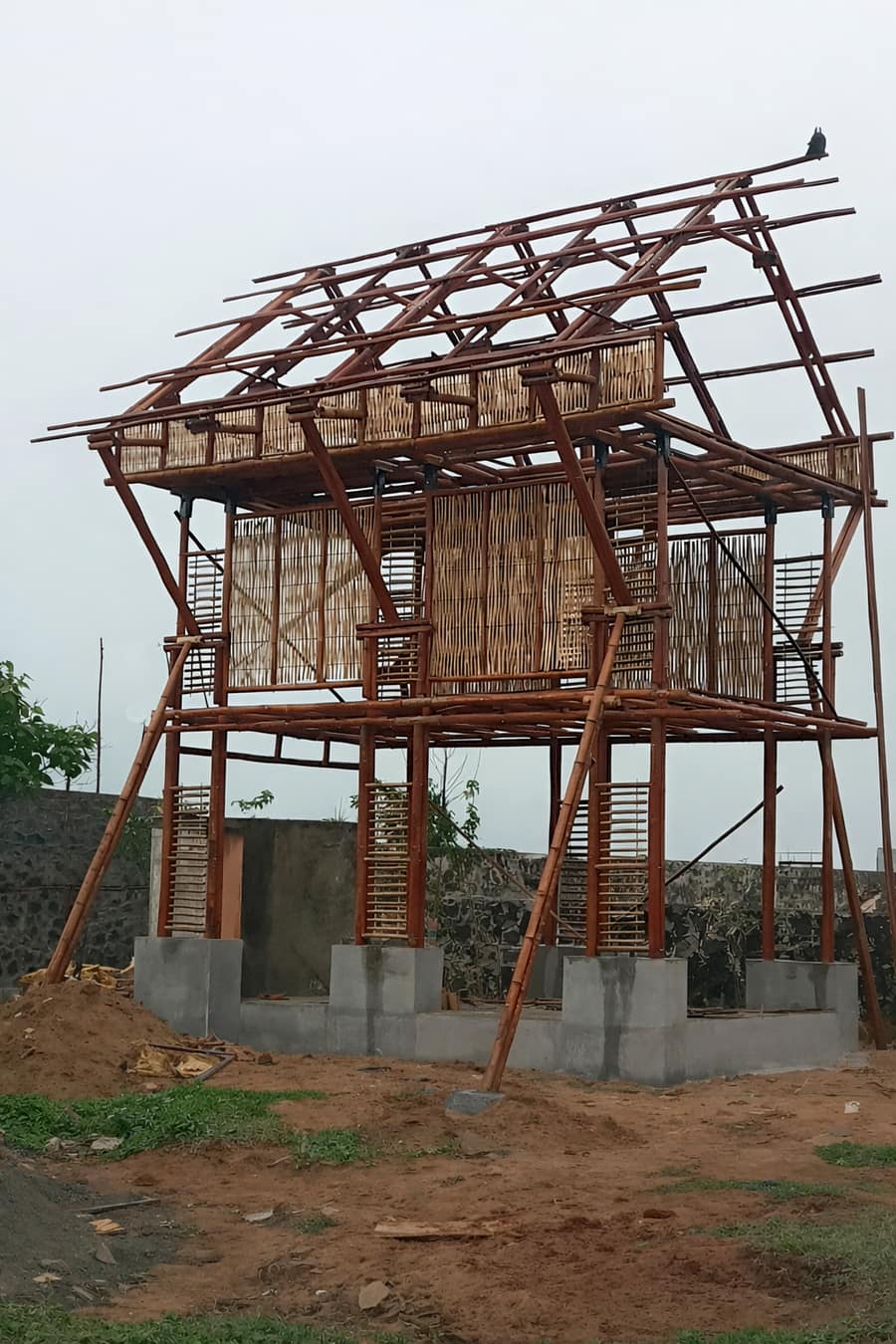 Arun Jain Machaan WIP — structural frame erection