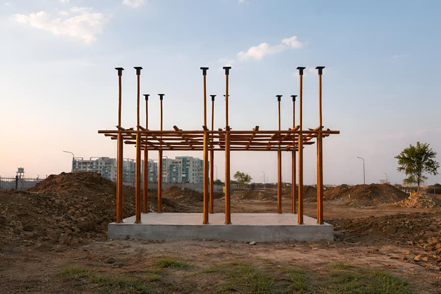 Godrej Machaan WIP — column erection