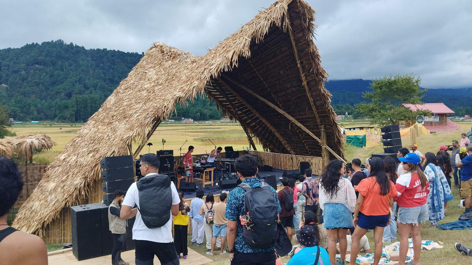 Ziro Music Festival — stage canopy and columns