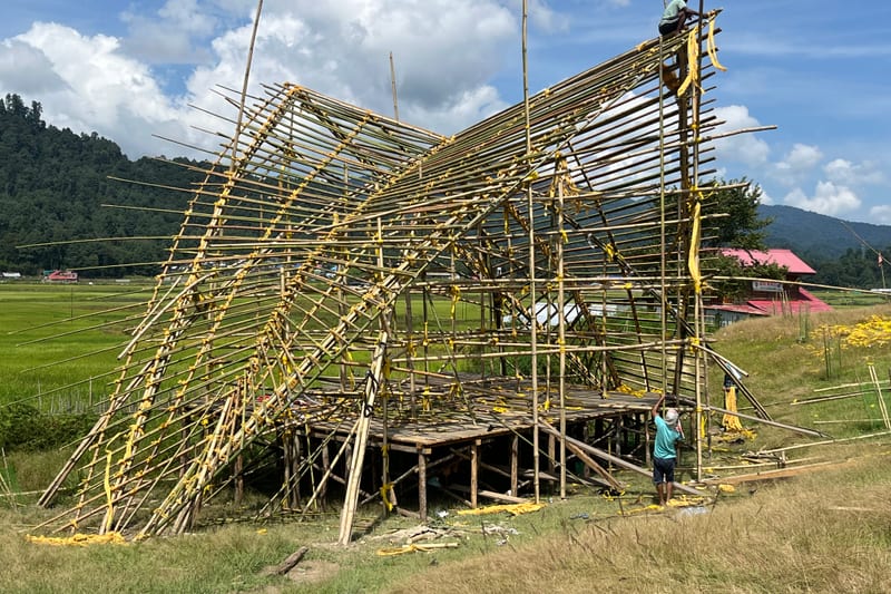 Ziro Music Festival — bamboo stages and pavilions, Arunachal Pradesh