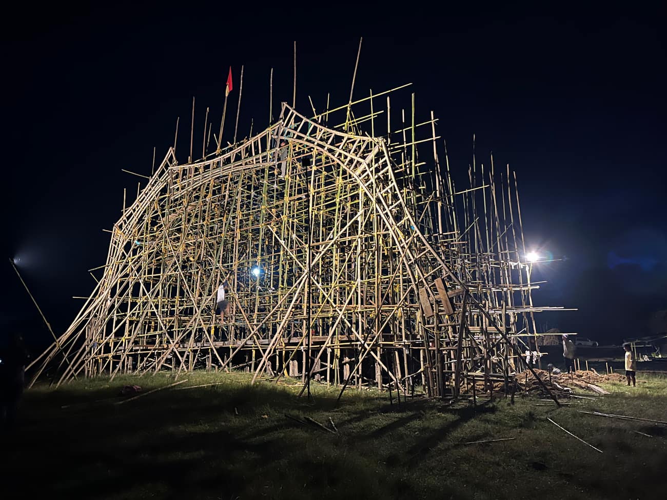 Ziro Music Festival — bamboo night stage lit up