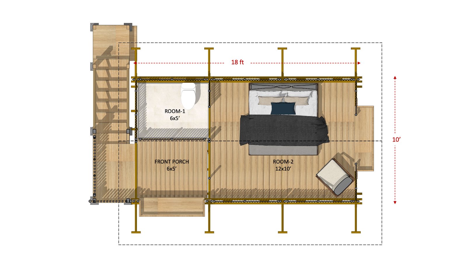 B-POD Type 1 floor plan 10×18